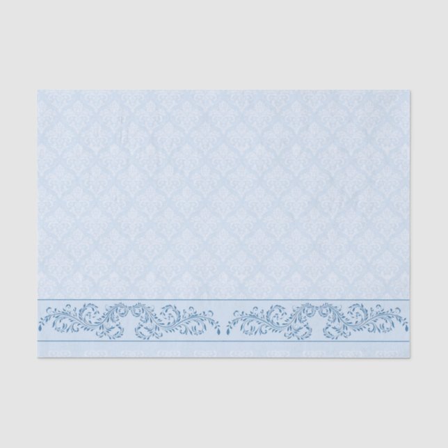Wrapping Tissue - Icy Blue Damask Paper (Front)