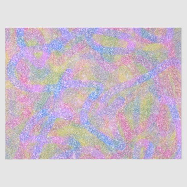 Wrapping Tissue - Sparkly Pastel Rainbow Tissue Paper (Front)