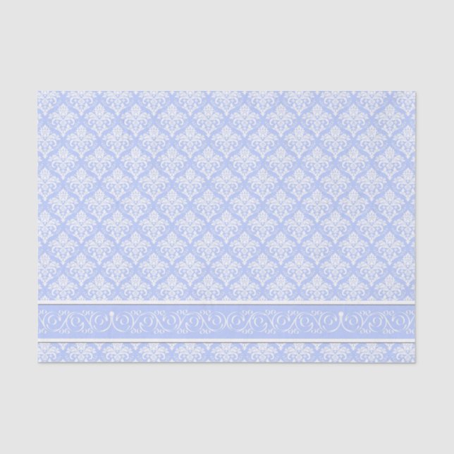 Wrapping Tissue - Wedgewood Blue Damask Paper (Front)