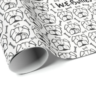 Wrapping to paper roll with english bulldog
