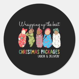 Wrapping Up The Best Christmas Packages Labour Del Classic Round Sticker