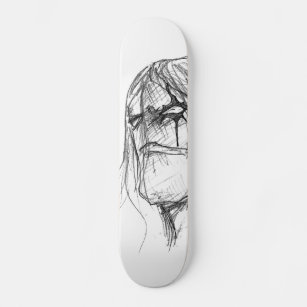 Wrath Anime black and white drawing Skateboard