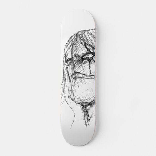 Wrath Anime black and white drawing Skateboard (Front)