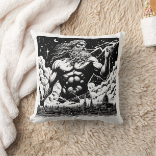 Wrath Of Zeus ink Illustration Greek mythology art Cushion