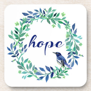 Wreath And Bird Design Motivational Hope Quote Coaster