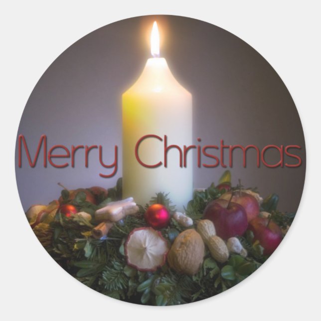 Wreath and Candle • Christmas Sticker (Front)