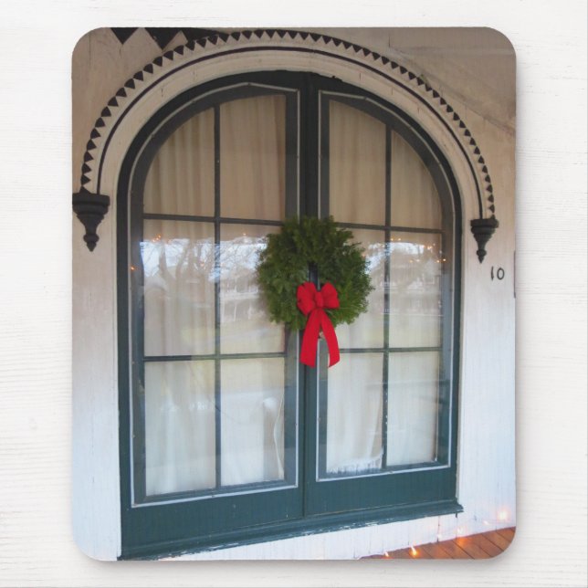 Wreath and Gingerbread Doorway - Martha's Vineyard Mouse Mat (Front)