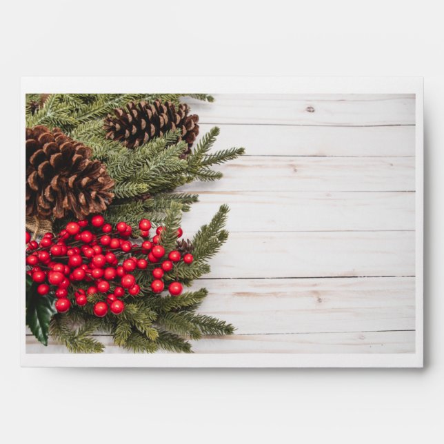 Wreath and Holly Holiday Collection Envelope (Front)