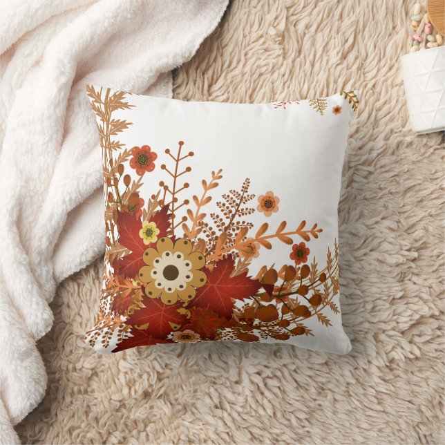Wreath autumn with Flowers Cushion (Blanket)