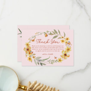 Wreath Boho Wildflowers Baby Shower Thank You Card
