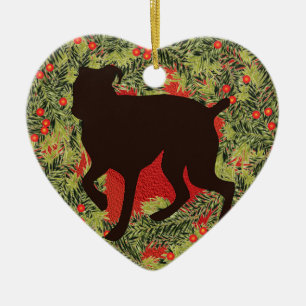 Wreath Boxer Ceramic Tree Decoration