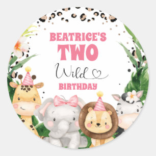 Wreath Cheetah Print Safari Birthday Classic Round Sticker