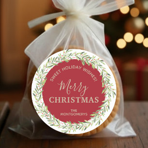 Wreath Christmas Homemade Holiday Baking Classic Round Sticker