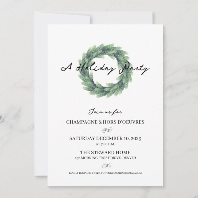 Wreath Christmas Party Invitation (Front)