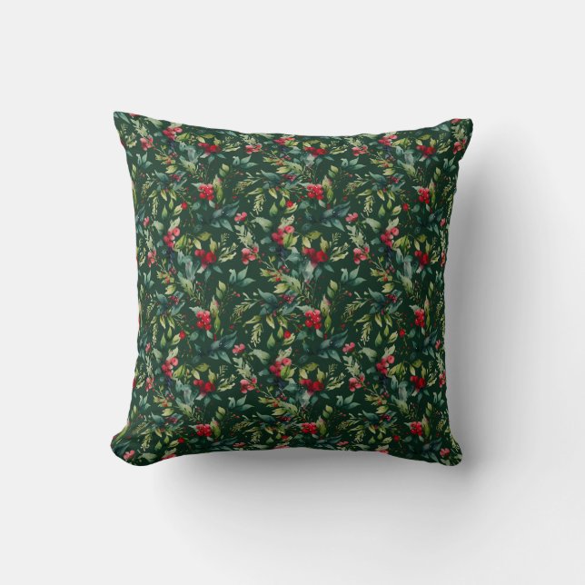 Wreath Christmas Winter Cushion (Front)