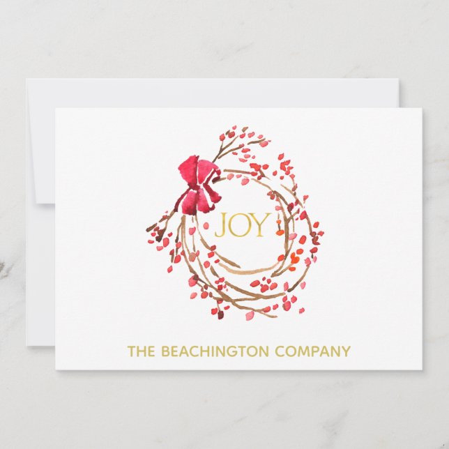 *~* Wreath Corporate JOY Business  Holiday Card (Front)