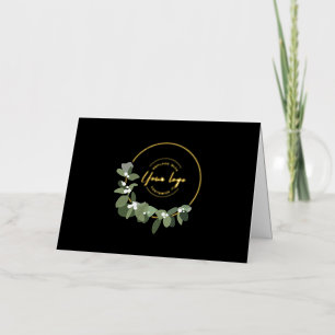 Wreath Custom Corporate logo Real Gold Foil  Holiday Card
