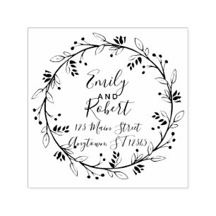 Wreath Customisable Wedding Return Address Stamp