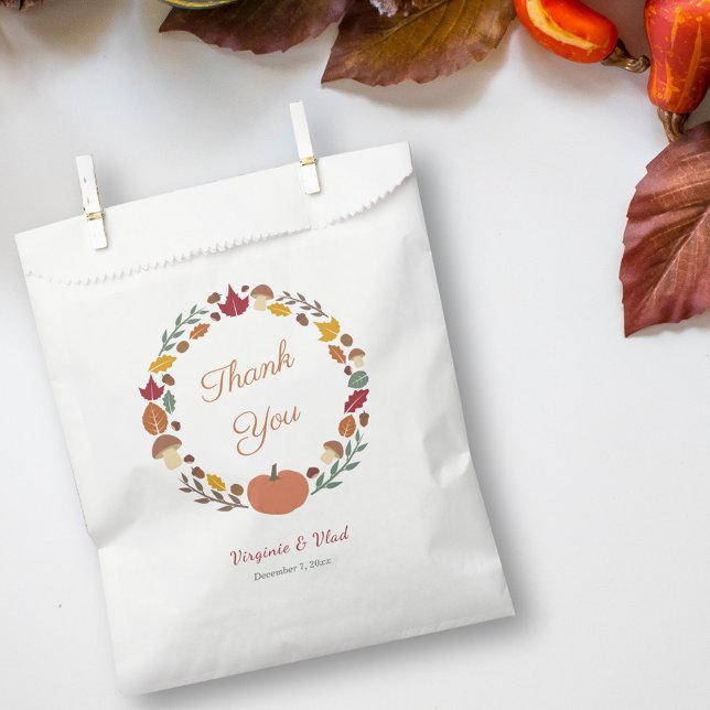 Wreath & Fall Wedding Thank You Favour Bag (Wreath & Fall Wedding Thank You Favor Bag)