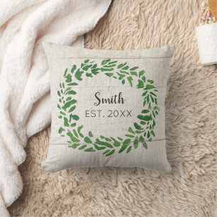 Wreath Family Name Est. Personalised Pillow