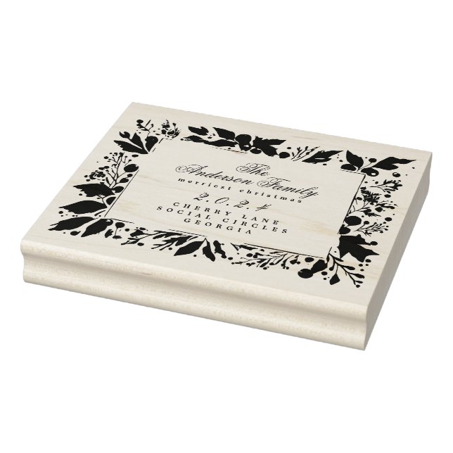 Wreath Family Name Return Address Rubber Stamp (Stamp)