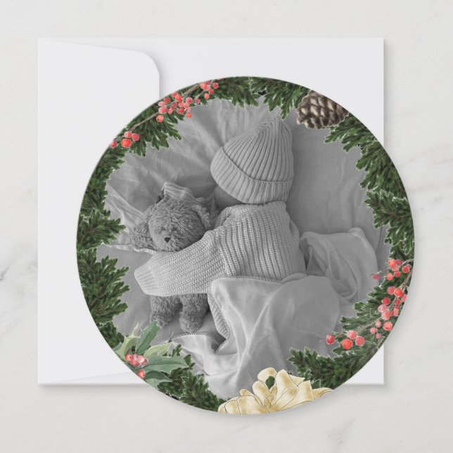 Wreath Flat Holiday Card (Front)