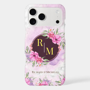 Wreath Floral Initial Letter Monogram Name Marble