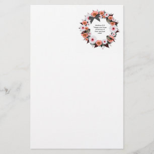 Wreath Flowers Greenery Floral Religious Gift Art Stationery