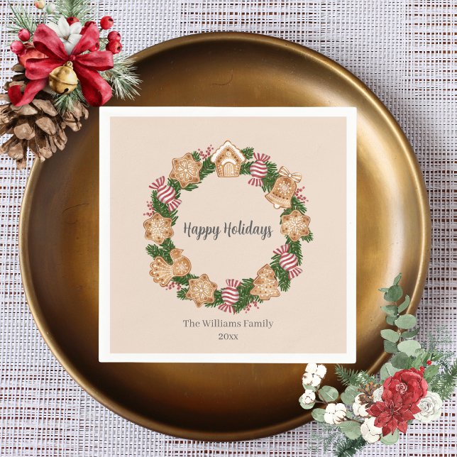 Wreath Gingerbread House Holiday Party  Napkin (Creator Uploaded)