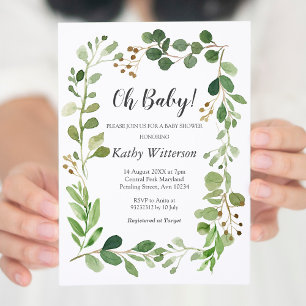 Wreath Greenery Baby Shower Invitation