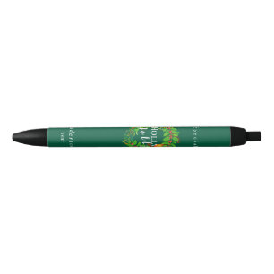 Wreath Holly Jolly Family Green Black Ink Pen