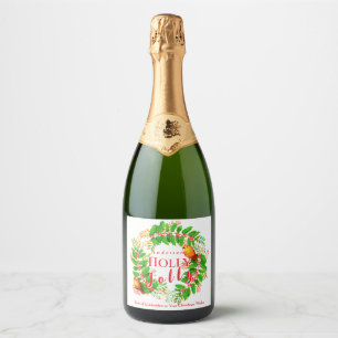 Wreath Holly Jolly Family White Beverage Label Set