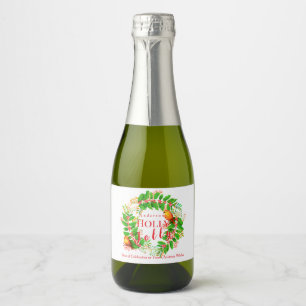 Wreath Holly Jolly Family White Beverage Label Set
