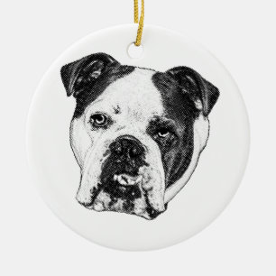 Wreath-Hung Bulldog Keepsake Ceramic Tree Decoration
