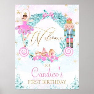 Wreath Land of Sweets Nutcracker Birthday Welcome Poster
