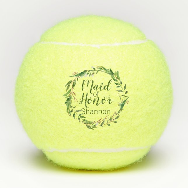 Wreath Maid of Honour Wedding Gift Tennis Balls (Front)