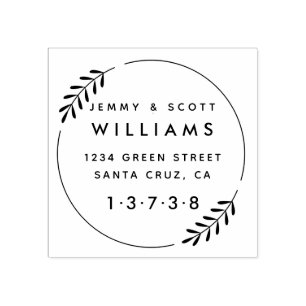 Wreath Married Couple Rubber Stamp