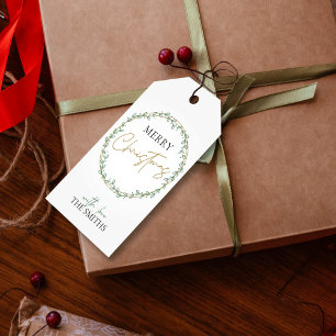 Wreath Merry Christmas Gift Tags Greenery