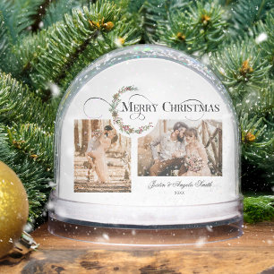 Wreath & Merry Christmas Multi-Photo Snow Globe