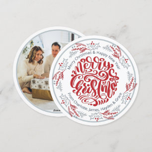 Wreath Merry Christmas Personalised Photo Holiday Card