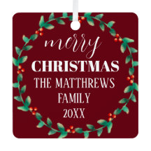 Wreath Merry Christmas Photo Name Personalised 