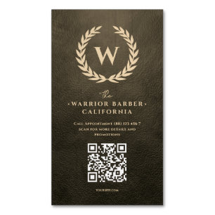 Wreath Monogram Barbershop Modern Barber Magnetic Business Card