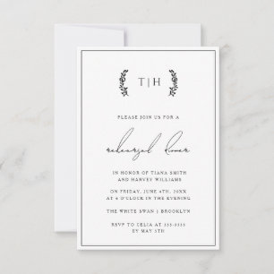 Wreath Monogram Rehearsal Dinner Invitation