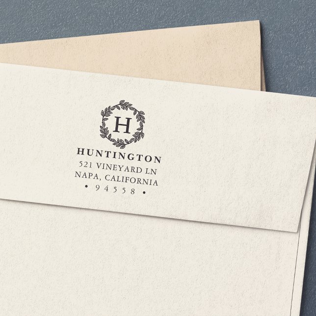 Wreath Monogram Return Address Stamp (Creator Uploaded)