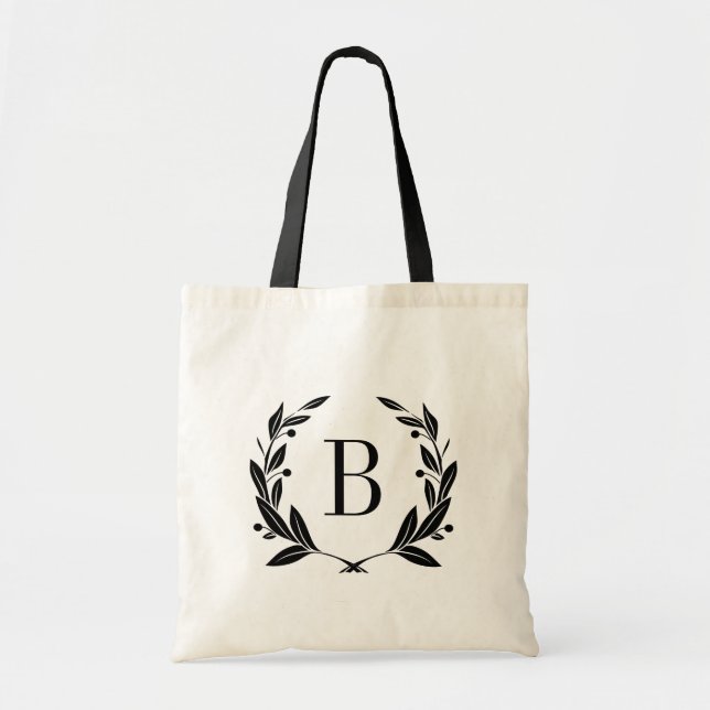 Wreath Monogram Tote Bag (Front)