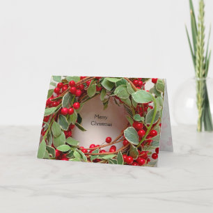 Wreath of berries and greenery holiday card