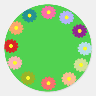 Wreath of Flowers Green Sticker