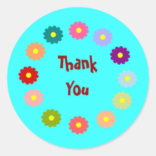 Wreath of Flowers Thank You Stickers