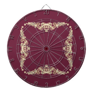 Wreath of Gold Flowers on Royal red Dartboard