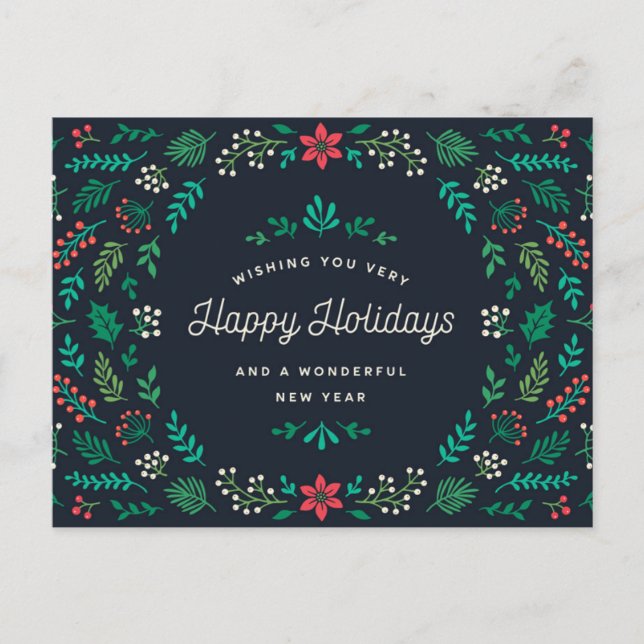 Wreath of Joy Holiday Postcard (Front)